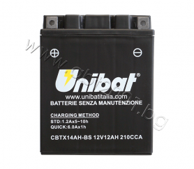 Unibat 12 Ah, 12 V - CBTX14AH-BS