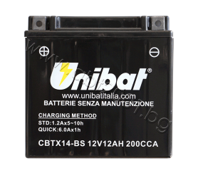 Unibat 12 Ah, 12 V - CBTX14-BS