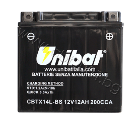 Unibat 12 Ah, 12 V - CBTX14L-BS